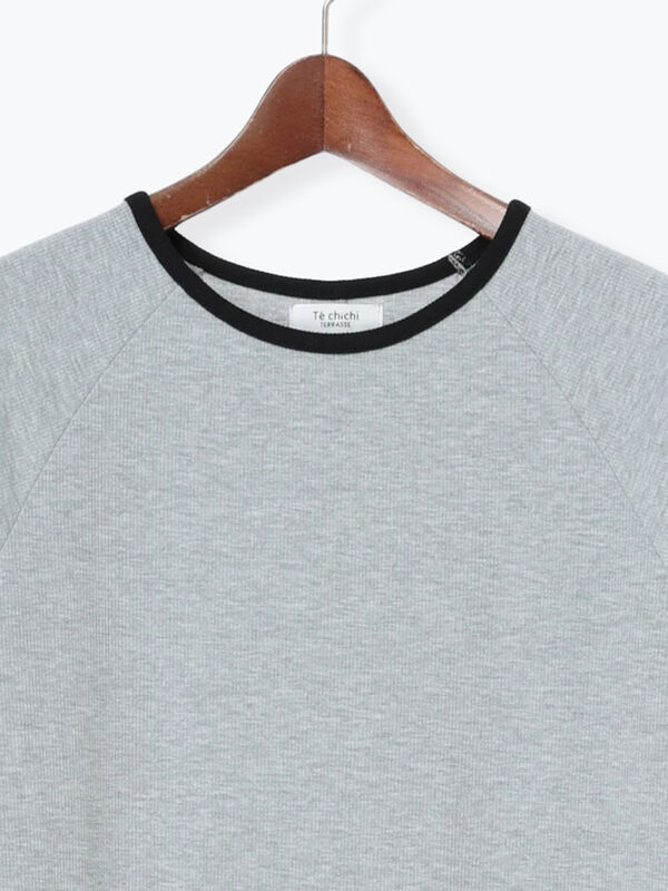 セール】 配色リブカットワンピース（グレー/ブラック/モカ/ワンピース