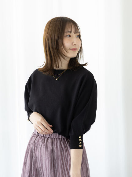 袖口釦5分袖ドルマンニット（グレー/チャコールグレー/ブラック/ブルー）｜Te chichi TERRASSE（テチチ テラス）通販