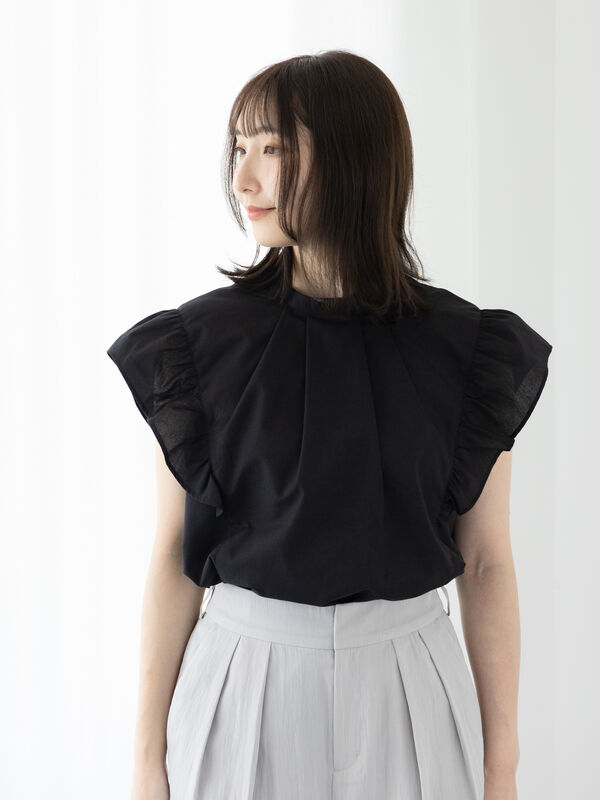 セール】 【イージーケア】無地/柄アソート前後2WAYブラウス（オフ