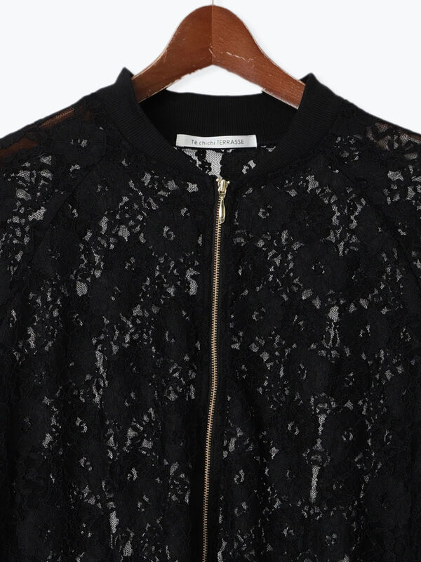 新品タグ付き⭐︎レースブルゾン セール】《レース×サイドライン》レディース ブルゾン ジップ