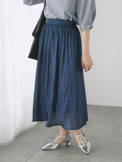 セール】 【選べる着丈】オーロラサテンスカート（ブラック/ベージュ