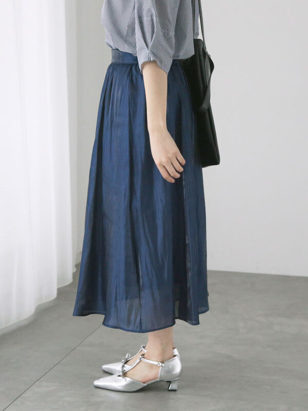 セール】 【選べる着丈】オーロラサテンスカート（ブラック/ベージュ