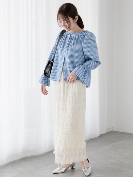 チェックスクエアネック2WAYブラウス《2025spring catalog item》（ブラック/グリーン/ブルー）｜Te chichi TERRASSE（テチチ テラス）通販