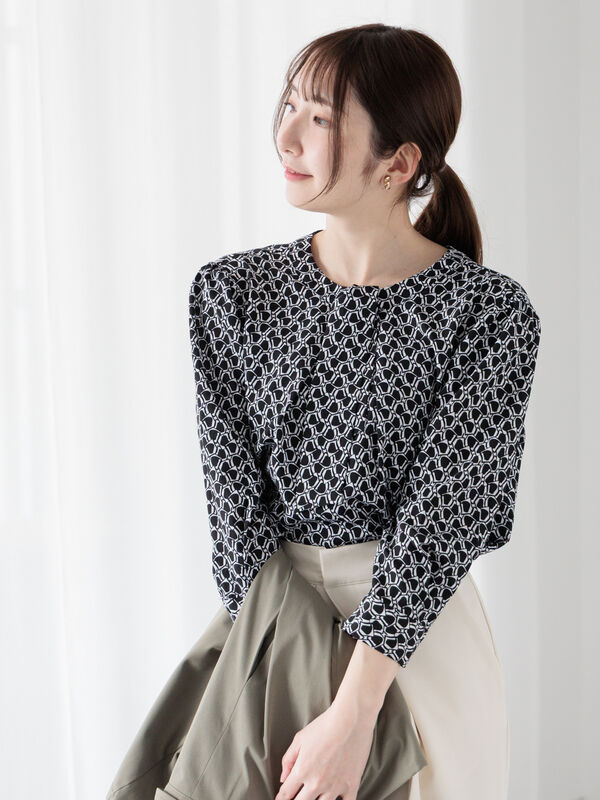 LEONARD】レディース カットソー ブラウス 7分丈 総柄 M