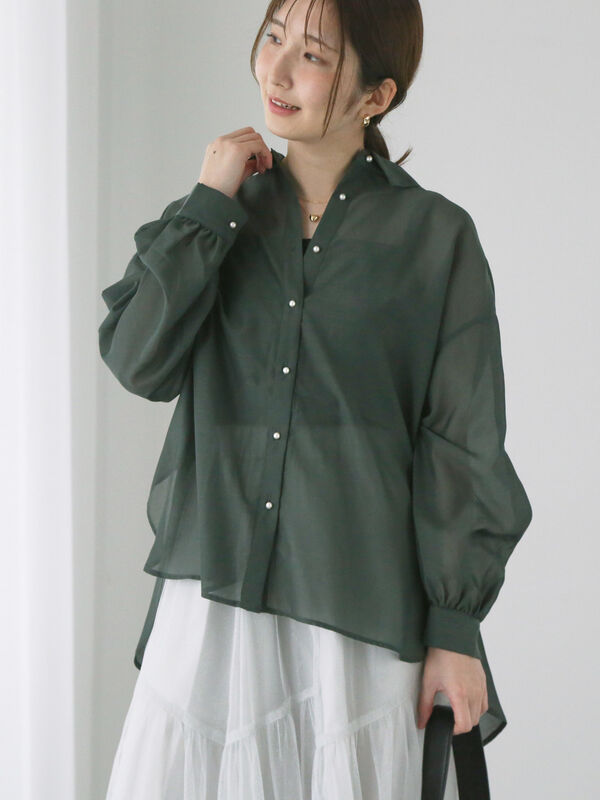CLANE シアーシャツ　MINT CLANE - シアーテーラードシャツ - SHEER TAILORED SHIRT - MINT