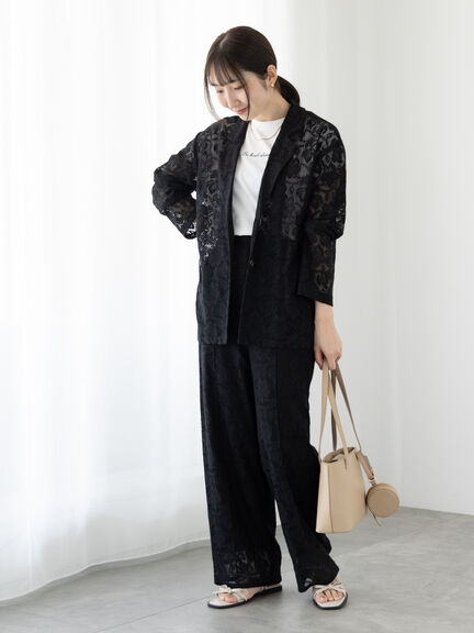 【セットアップ可】レーステーラードジャケット《2025summer catalog item》（オフホワイト/ブラック）｜Te chichi TERRASSE（テチチ テラス）通販