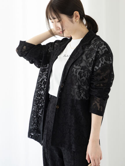 【セットアップ可】レーステーラードジャケット《2025summer catalog item》（オフホワイト/ブラック）｜Te chichi TERRASSE（テチチ テラス）通販