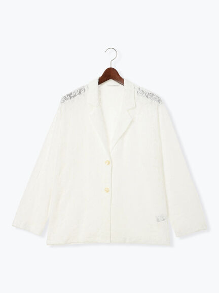 【セットアップ可】レーステーラードジャケット《2025summer catalog item》（オフホワイト/ブラック）｜Te chichi TERRASSE（テチチ テラス）通販