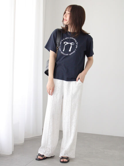 【セットアップ可】レースセンターシームパンツ《2025summer catalog item》（オフホワイト/ブラック）｜Te chichi TERRASSE（テチチ テラス）通販