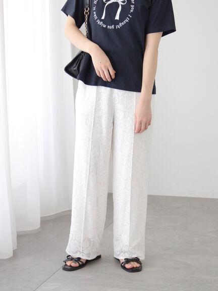 【セットアップ可】レースセンターシームパンツ《2025summer catalog item》（オフホワイト/ブラック）｜Te chichi TERRASSE（テチチ テラス）通販