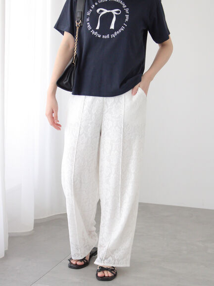 【セットアップ可】レースセンターシームパンツ《2025summer catalog item》（オフホワイト/ブラック）｜Te chichi TERRASSE（テチチ テラス）通販