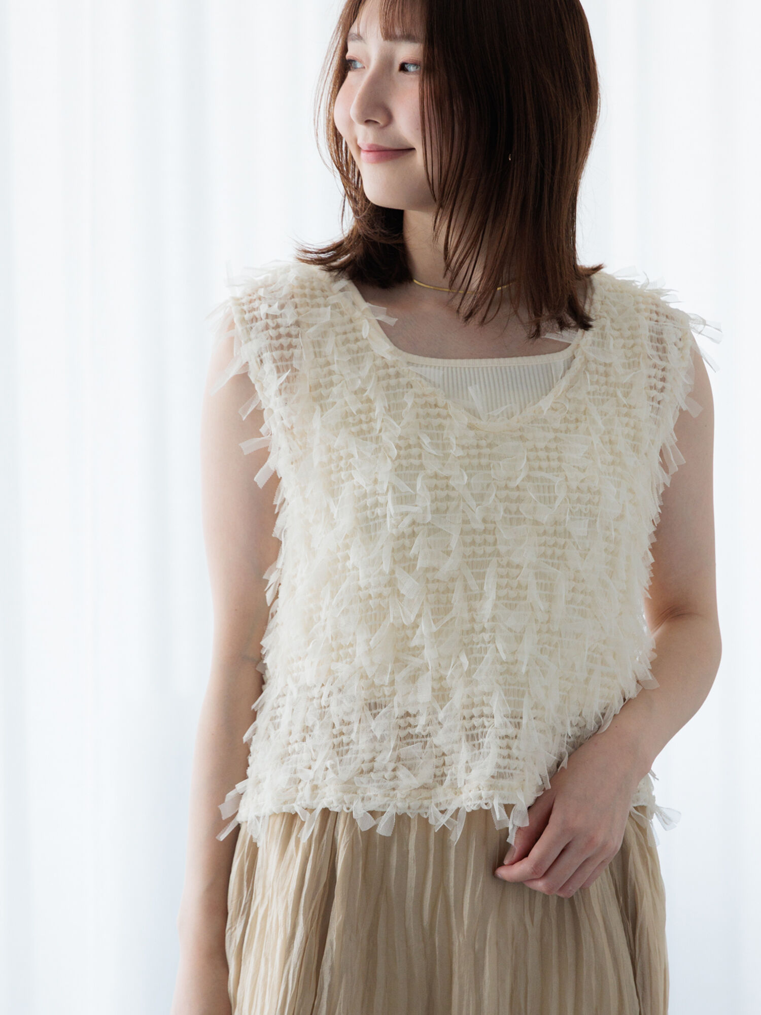 前後2WAYチュールフリンジベスト《2025summer catalog item