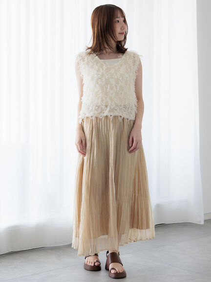 前後2WAYチュールフリンジベスト《2025summer catalog item》（オフホワイト/ブラック）｜Te chichi TERRASSE（テチチ テラス）通販