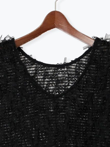 前後2WAYチュールフリンジベスト《2025summer catalog item》（オフホワイト/ブラック）｜Te chichi TERRASSE（テチチ テラス）通販