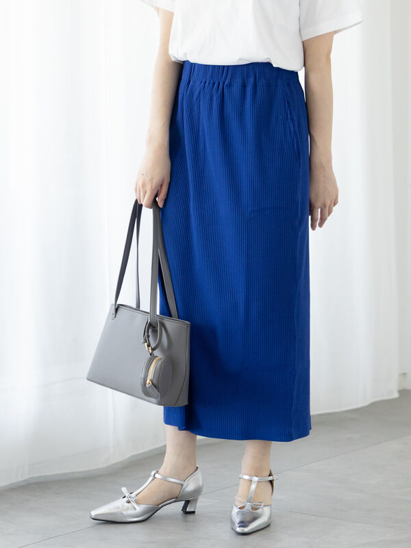 セール】 【選べる着丈】ゴム編みナロースカート（オフホワイト