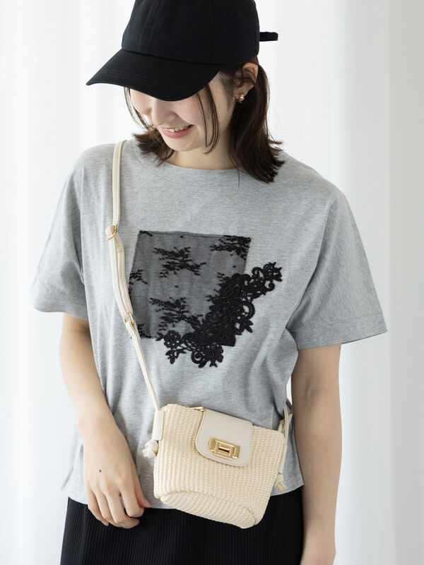 モチーフレースTシャツ（オフホワイト/グレー/チャコールグレー）｜Te chichi TERRASSE（テチチ テラス）通販