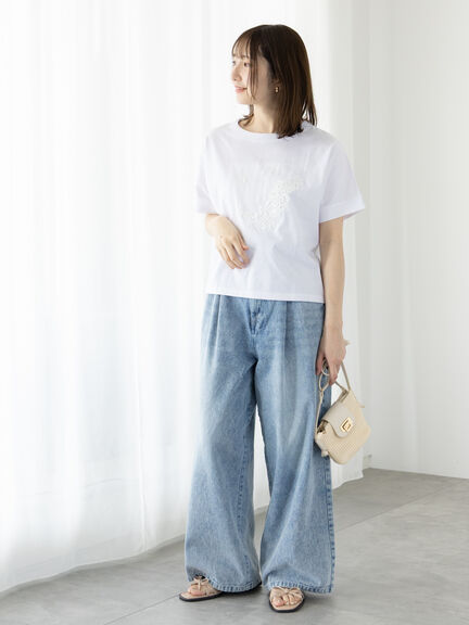 モチーフレースTシャツ（オフホワイト/グレー/チャコールグレー）｜Te chichi TERRASSE（テチチ テラス）通販