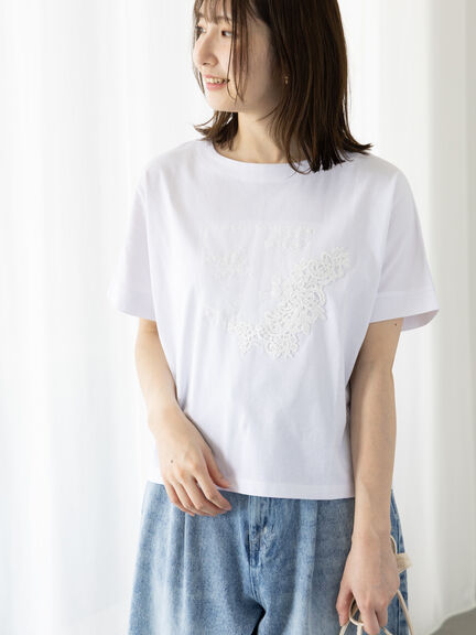モチーフレースTシャツ（オフホワイト/グレー/チャコールグレー）｜Te chichi TERRASSE（テチチ テラス）通販