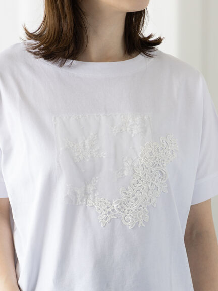 モチーフレースTシャツ（オフホワイト/グレー/チャコールグレー）｜Te chichi TERRASSE（テチチ テラス）通販