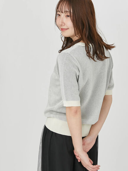 【OSAMU GOODS×Te chichi TERRASSE】柄アソート半袖ジャカードニット（オフホワイト/グレー/ネイビー）｜Te chichi TERRASSE（テチチ テラス）通販