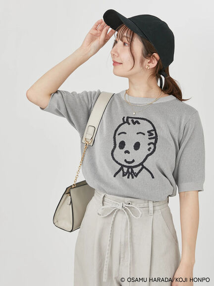 【OSAMU GOODS×Te chichi TERRASSE】柄アソート半袖ジャカードニット（オフホワイト/グレー/ネイビー）｜Te chichi TERRASSE（テチチ テラス）通販