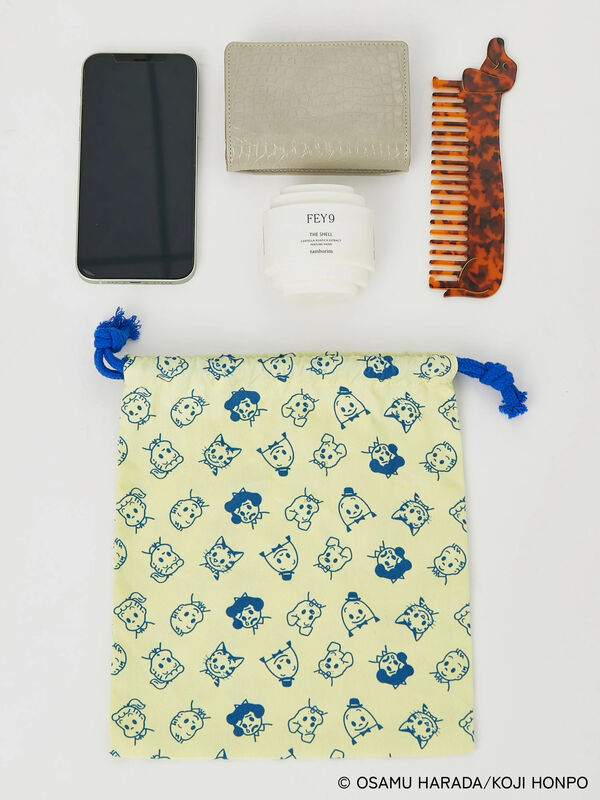 【OSAMU GOODS×Te chichi TERRASSE】総柄巾着ポーチ（イエロー）｜Te chichi TERRASSE（テチチ テラス）通販