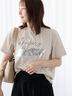 【接触冷感】箔BIGロゴTシャツ（オフホワイト/チャコールグレー/ベージュ）｜Te chichi TERRASSE（テチチ テラス）通販