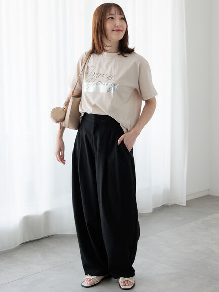 【接触冷感】箔BIGロゴTシャツ（オフホワイト/チャコールグレー/ベージュ）｜Te chichi TERRASSE（テチチ テラス）通販