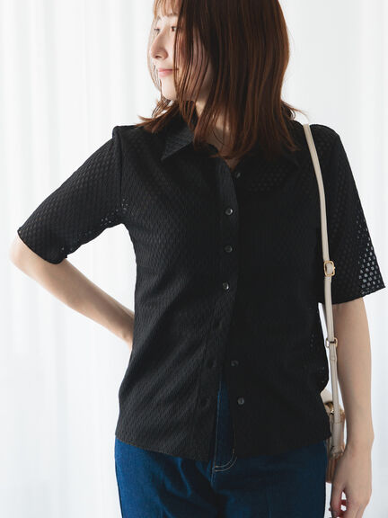 シャーリング衿付きカーディガン《2025summer catalog item》（オフホワイト/ブラック/イエロー）｜Te chichi TERRASSE（テチチ テラス）通販