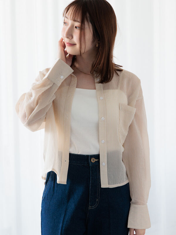 本日限定　完売品　サイズ1 seyto / ベロアストライプシアーシャツ seyto（セイト）の「Velour striped shear shirt / ベロア
