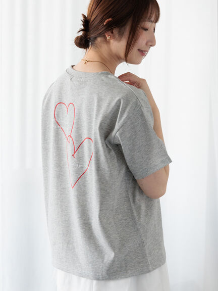 セール】 【接触冷感】ハートモチーフロゴTシャツ（オフホワイト