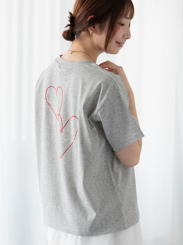 【接触冷感】ハートモチーフロゴTシャツ（オフホワイト/グレー/ブラック）｜Te chichi TERRASSE（テチチ テラス）通販