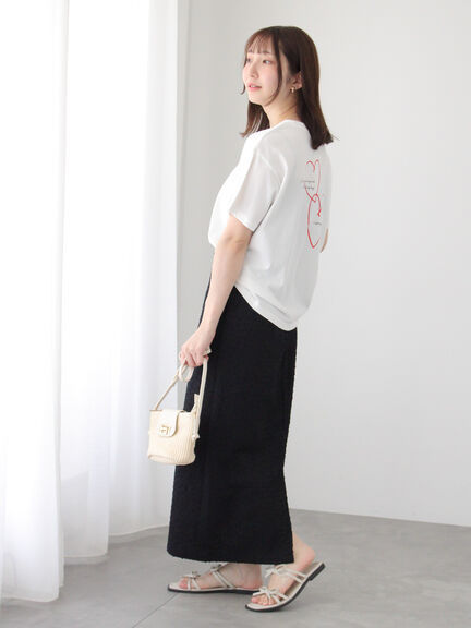 【接触冷感】ハートモチーフロゴTシャツ（オフホワイト/グレー/ブラック）｜Te chichi TERRASSE（テチチ テラス）通販