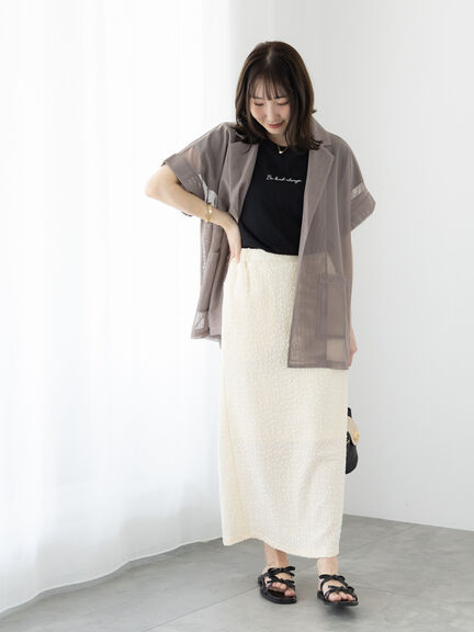 【接触冷感】筆記体ミニロゴフレンチスリーブTシャツ（オフホワイト/チャコールグレー/ブラック）｜Te chichi TERRASSE（テチチ テラス）通販
