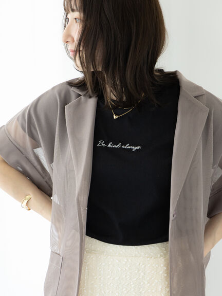 【接触冷感】筆記体ミニロゴフレンチスリーブTシャツ（オフホワイト/チャコールグレー/ブラック）｜Te chichi TERRASSE（テチチ テラス）通販