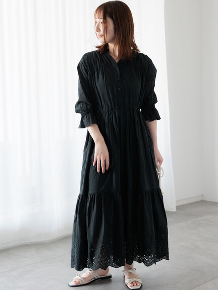 カットワーク刺繍ティアードワンピース《2025summer catalog item》（オフホワイト/ブラック/レッド）｜Te chichi TERRASSE（テチチ テラス）通販