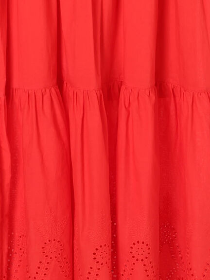 カットワーク刺繍ティアードワンピース《2025summer catalog item》（オフホワイト/ブラック/レッド）｜Te chichi TERRASSE（テチチ テラス）通販