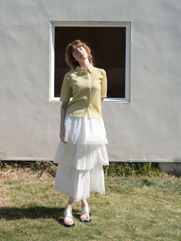チュールティアードスカート《2025summer catalog item》（オフホワイト/チャコールグレー）｜Te chichi TERRASSE（テチチ テラス）通販
