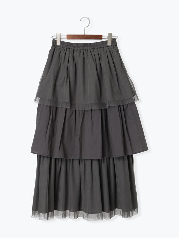 チュールティアードスカート《2025summer catalog item》（チャコールグレー）｜Te chichi TERRASSE（テチチ テラス）通販