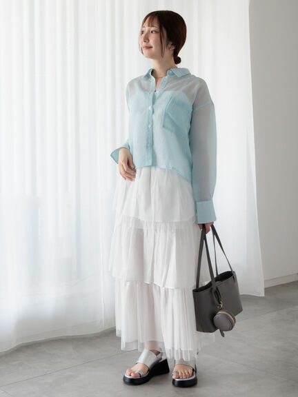 チュールティアードスカート《2025summer catalog item》（オフホワイト/チャコールグレー）｜Te chichi TERRASSE（テチチ テラス）通販