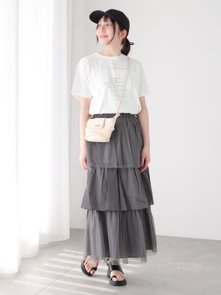 チュールティアードスカート《2025summer catalog item》（オフホワイト/チャコールグレー）｜Te chichi TERRASSE（テチチ テラス）通販
