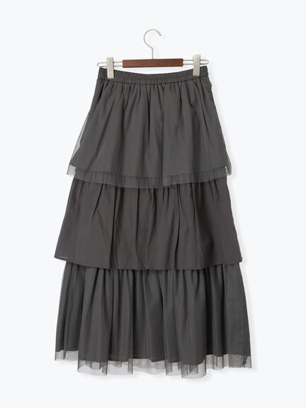 チュールティアードスカート《2025summer catalog item》（オフホワイト/チャコールグレー）｜Te chichi TERRASSE（テチチ テラス）通販