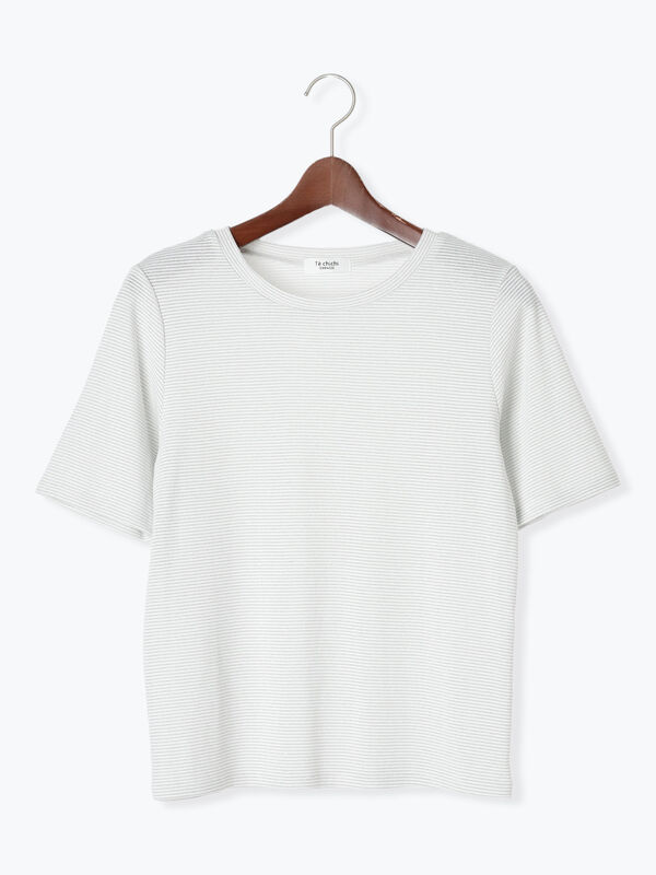 無地/ラメボーダー半袖Tシャツ（オフホワイト）｜Te chichi TERRASSE（テチチ テラス）通販