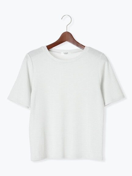 無地/ラメボーダー半袖Tシャツ（オフホワイト/チャコールグレー/ベージュ）｜Te chichi TERRASSE（テチチ テラス）通販