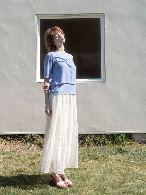 メッシュアシメティアードスカート《2025summer catalog item》（オフホワイト）｜Te chichi TERRASSE（テチチ テラス）通販