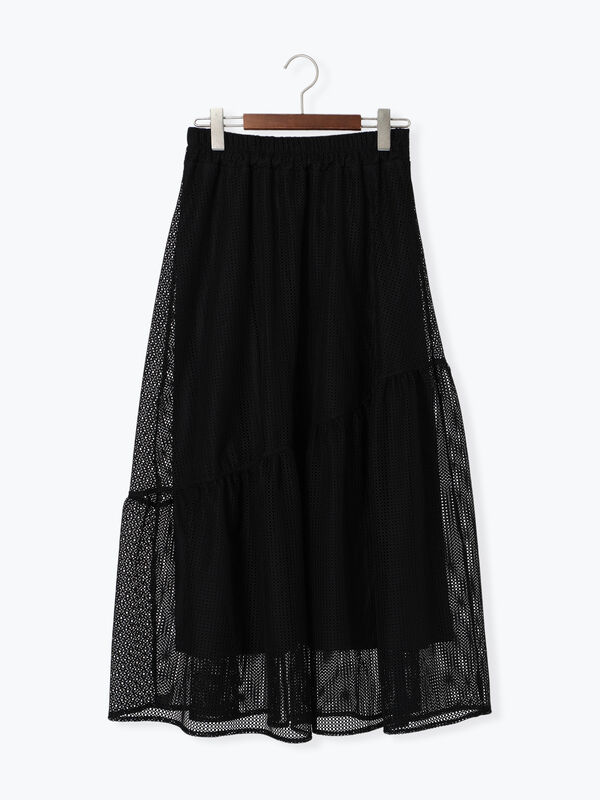 メッシュアシメティアードスカート《2025summer catalog item》（ブラック）｜Te chichi TERRASSE（テチチ テラス）通販
