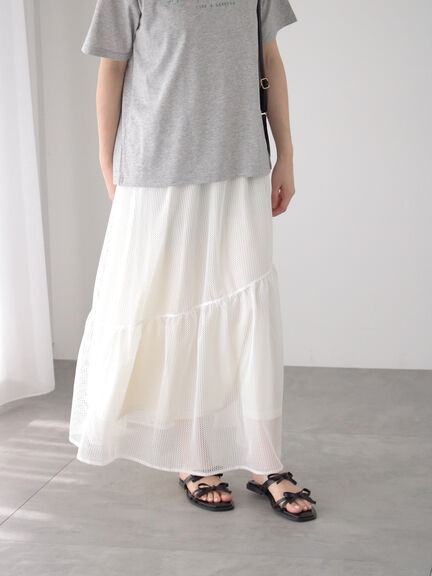 メッシュアシメティアードスカート《2025summer catalog item》（オフホワイト/ブラック/ブラウン）｜Te chichi TERRASSE（テチチ テラス）通販
