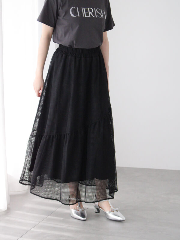 セール】 メッシュアシメティアードスカート《2025summer catalog item