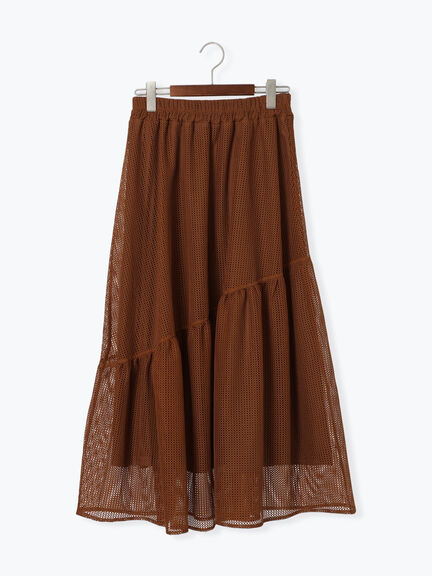 メッシュアシメティアードスカート《2025summer catalog item》（オフホワイト/ブラック/ブラウン）｜Te chichi TERRASSE（テチチ テラス）通販