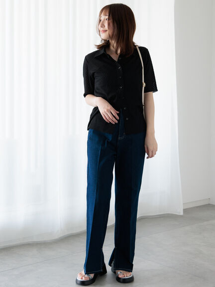 フレアデニムパンツ《2025summer catalog item》（サックスブルー/ブルー）｜Te chichi TERRASSE（テチチ テラス）通販